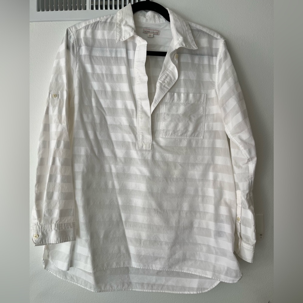 GAP White Striped Maternity Button Down Shirt